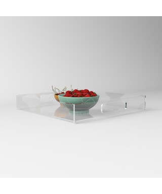 Vassoio quadrato in plexiglass trasparente centrotavola portafrutta.