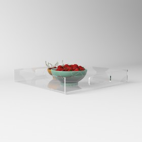 Transparent acrylic square tray fruit holder or centrepiece.