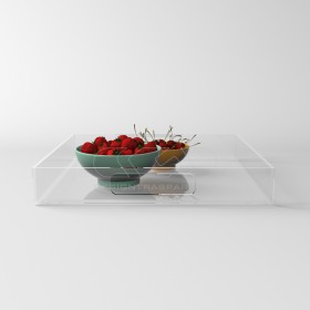 Bandeja cuadrada de metacrilato transparente centro de mesa frutero.
