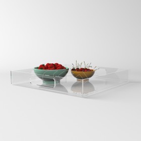 Transparent acrylic square tray fruit holder or centrepiece.