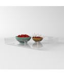 Transparent acrylic square tray fruit holder or centrepiece.
