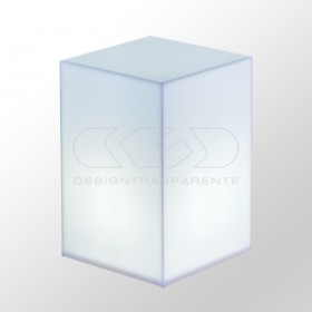 Cubo luminoso L30 comodino tavolino in plexiglass bianco.