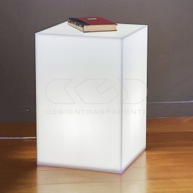 Cubo luminoso L30 comodino tavolino in plexiglass bianco.