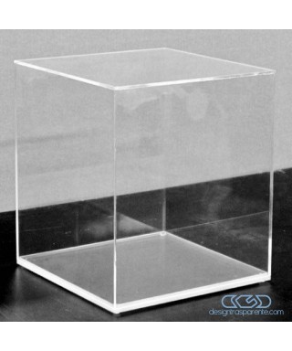 Teche su misura in plexiglass con base trasparente grande formato.
