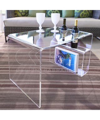 Tavolino Casper 70x45h45 da salotto in plexiglass trasparente