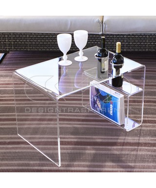 Tavolino Casper 70x45h45 da salotto in plexiglass trasparente.