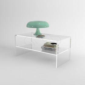 Tavolino con ripiano L85 in plexiglass trasparente tavolo da salotto.