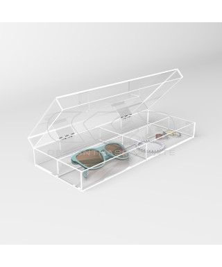 Transparent acrylic case box for glasses and jewellery 33x13,5 cm
