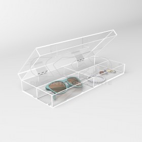 Box custodia astuccio occhiali e gioielli in plexi trasparente 33x13.