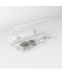 Caja de metacrilato transparente para gafas y joyas 33x13 cm.