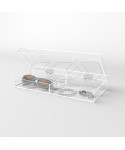 Caja de metacrilato transparente para gafas y joyas 33x13 cm.