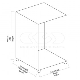 Mesa de centro 35 cm revistero de metacrilato transparente con ruedas.
