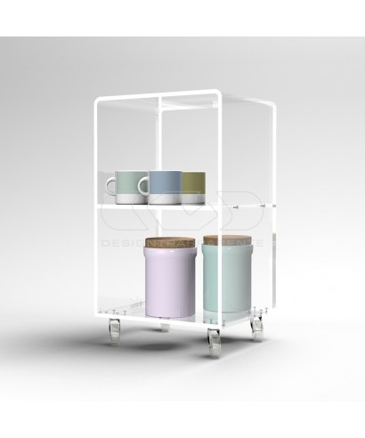 40x40 Transparent acrylic trolley cart for kitchen or bathroom.