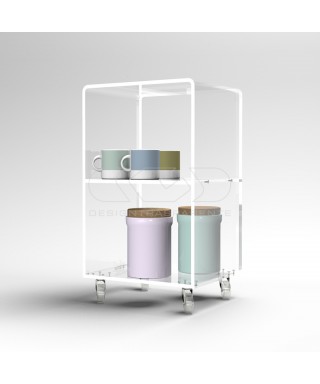 50x30 Transparent acrylic trolley cart for kitchen or bathroom.