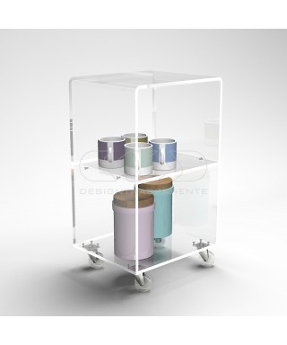 50x30 Transparent acrylic trolley cart for kitchen or bathroom.