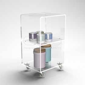 50x30 Transparent acrylic trolley cart for kitchen or bathroom.