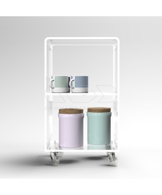 50x30 Transparent acrylic trolley cart for kitchen or bathroom.