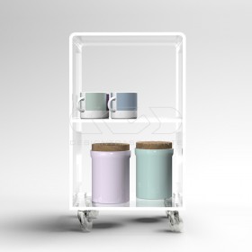 50x30 Transparent acrylic trolley cart for kitchen or bathroom.
