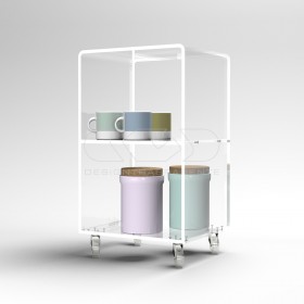 50x50 Transparent acrylic trolley cart for kitchen or bathroom.