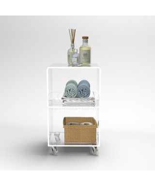 40x40 Transparent acrylic trolley cart for kitchen or bathroom.