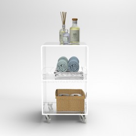50x30 Transparent acrylic trolley cart for kitchen or bathroom.
