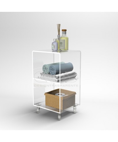 50x50 Transparent acrylic trolley cart for kitchen or bathroom.