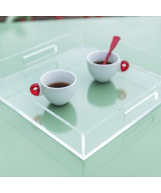 OFFERTA Vassoio quadrato 30x30H5 cm in plexiglass nero centrotavola.