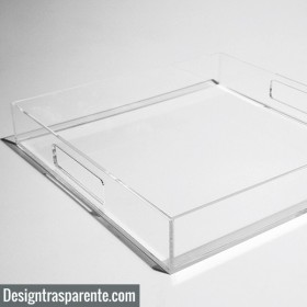 OFFERTA Vassoio quadrato 30x30H5 cm in plexiglass nero centrotavola.