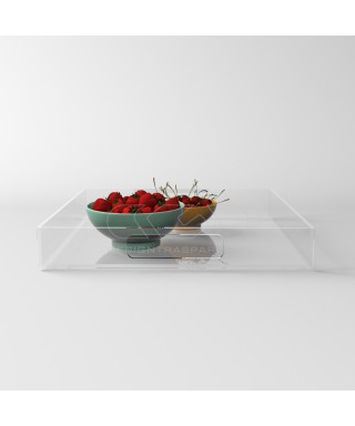 OFFERTA Vassoio quadrato 30x30H5 cm in plexiglass nero centrotavola.