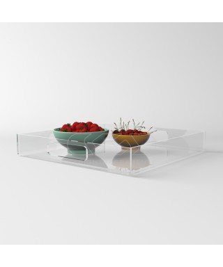 OFFERTA Vassoio quadrato 30x30H5 cm in plexiglass nero centrotavola.