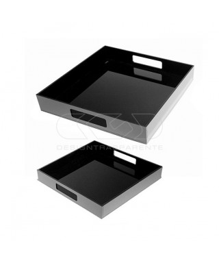 OFFERTA Vassoio quadrato 30x30H5 cm in plexiglass nero centrotavola.