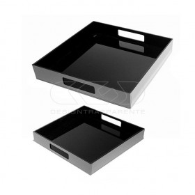 OFFERTA Vassoio quadrato 30x30H5 cm in plexiglass nero centrotavola.