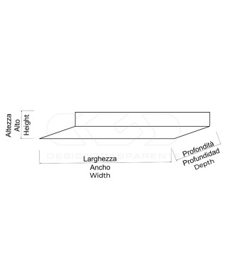 Shelf cm L 45 in high thickness transparent acrylic for books