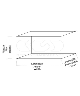 Floating bedside table 30x15cm double acrylic shelf C-shaped model.