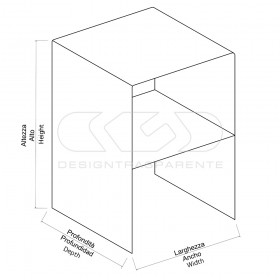 Transparent acrylic console table 90 cm with storage shelf.