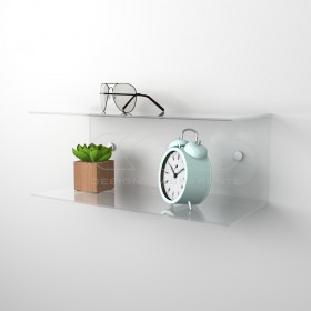 Comodino sospeso cm 70x15 mensola doppia in plexiglass modello a C.