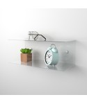 Floating bedside table 70x15cm double acrylic shelf C-shaped model.