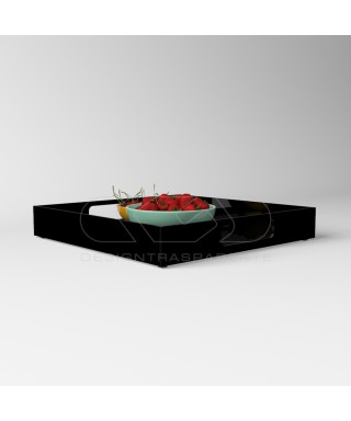 Vassoio quadrato in plexiglass nero centrotavola portafrutta.