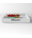 Bandeja cuadrada de metacrilato blanco centro de mesa frutero.