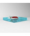 Transparent Light Blue acrylic square tray fruit holder centrepiece.