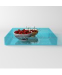 Transparent Light Blue acrylic square tray fruit holder centrepiece.