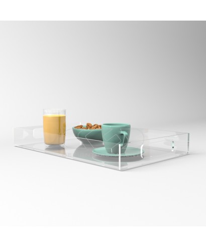 Vassoio rettangolare plexiglass trasparente centrotavola portafrutta.