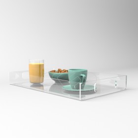 Vassoio rettangolare plexiglass trasparente centrotavola portafrutta.