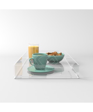 Vassoio rettangolare plexiglass trasparente centrotavola portafrutta.