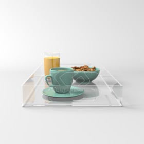 Transparent acrylic rectangular tray fruit holder or centrepiece.