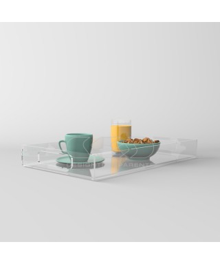 Vassoio rettangolare plexiglass trasparente centrotavola portafrutta.