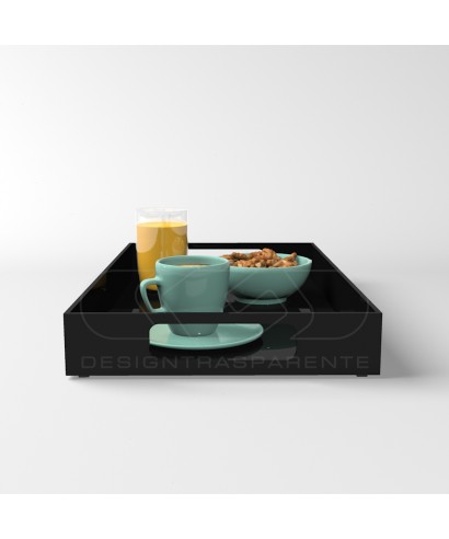 Vassoio rettangolare plexiglass nero centrotavola portafrutta.