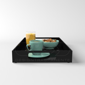 Vassoio rettangolare plexiglass nero centrotavola portafrutta.