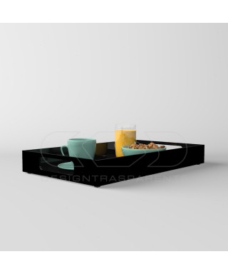Vassoio rettangolare plexiglass nero centrotavola portafrutta.