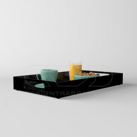 Vassoio rettangolare plexiglass nero centrotavola portafrutta.